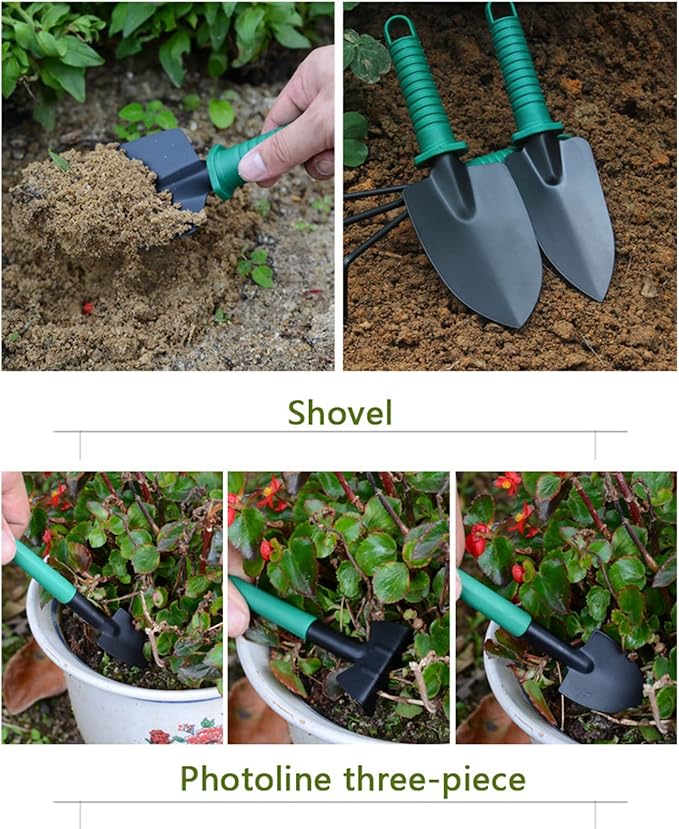 Garden Tools Kit Metal Plastic Multifunctional Complete Kit Gardening Tool Set Comfortable Hand Feel Gardening Tools for Planting Pruning ers[Green]