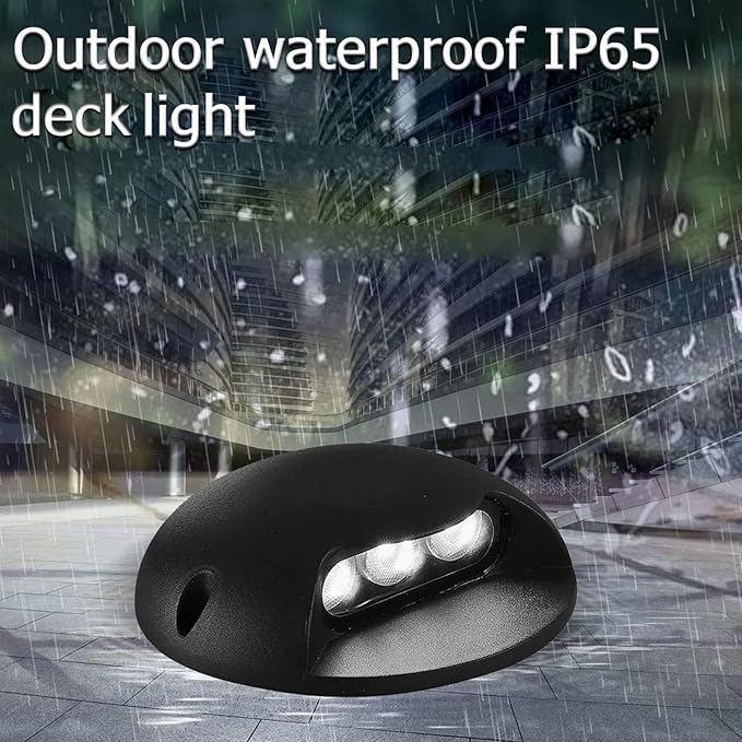 2PCS 3W Surface Mount Spotlights - Hardwired Aluminum Housing Fence Lights IP65 Waterproof LED Deck Lights(YellowDc12v)