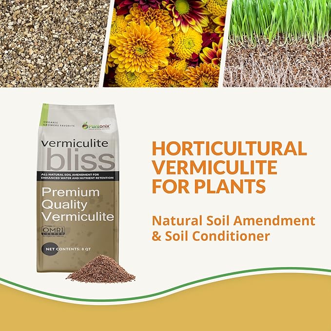 Vermiculite Bliss (4 Cubic Ft) - Organic Vermiculite for Gardening - Natural Soil Amendment - Bulk Vermiculite for Plants Potting Soil &amp Seed Starting - Mixes with Garden Soil &amp Perlite for
