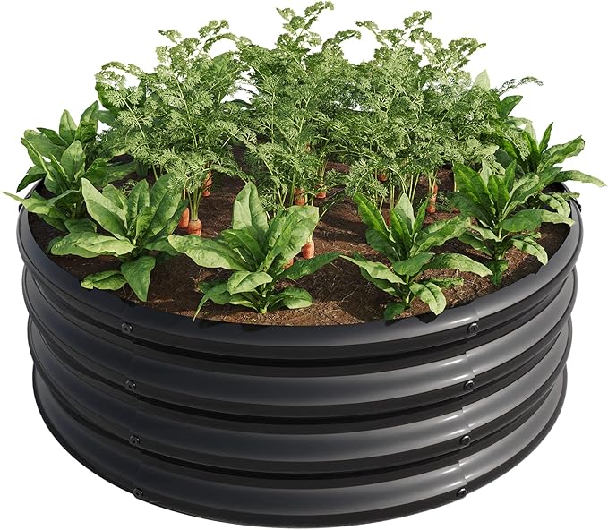 32.08*11.4 Tall Round Raised Garedn BedMetal Raised Beds for Vegetables Outdoor Garden Raised Planter Box Backyard Patio Planter Raised Beds for Flowers Herbs Fruits Black