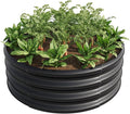 Round Galvanized Raised Garden Bed Outdoor Metal Planter Raised Beds Backyard Patio Raised Planter Box for Gardening Vegetables Fruits Flowers and Herbs 32.08 Dia. x 11.42 H(1pack) Black