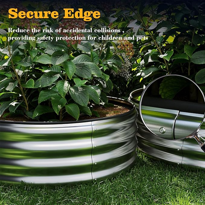 Galvanized Metal Planter Round Raised Garden Bed Kit for Gardening Outdoor3x3x1ft Grow Garden Box Raised Flower BedRound Galvanized Planter Outdoor Large Metal Fire Pit Ring Black