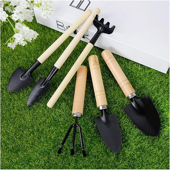 Mini Garden Tool Set 6pcs Mini Cultivating Transplng Kit Portable Plants Seedling Shovel Rake Spade Drilling Garden Planters Fertilize Tool
