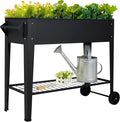 Elevate 32 Tall Raised Garden Bed Outdoor with Wheels &amp Shelf for Mobility 400LBS Capacity Anti-Rust Steel Planter Box for Vegetables/Herbs Patio-Balcony-Backyard