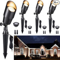 Gardenreet Brass Landscape Lighting - Black Outdoor Low Voltage Spotlights LED 12V Wired Uplights Waterproof Spot Lights for Outside Trees with 5W 4000K Natural White MR16 Bulb (4 Pack)