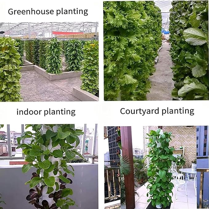 Hydroponic Culture Kit of Garden Plants Vertical Garden Pot of 45 Holes Vertical Culture Kit of Interior and Exterior Plants with Water Pump
