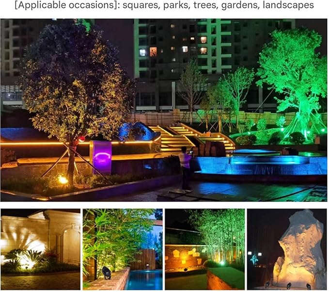 LED Flood Light - Outdoor Rotation Spotlight AC85-265V Spotlight Led Beam Light IP65 Waterproof Tree Lights Ground LED Landscape Lights for Building Garden Park(Green15W)