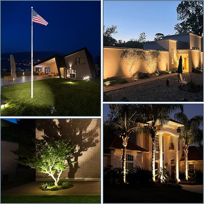 Junview 30W LED Spot Lights Outdoor 120V Waterproof Flag Pole Light 3000LM Ultra Bright Outdoor Spotlight Warm White Landscape Lights with 5FT Cord with Plug for Tree Yard Garden House(1pack)
