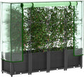 Onelike 64'' x 16'' x 55.5'' Plastic Raised Garden Bed with Greenhouse Cover and Trellis Vertical Tomato Planters for Climbing Plants Self Watering System Tomatoes Cage for PatioBlackLarge