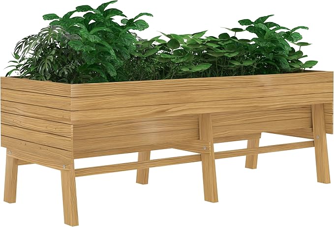 VEIKOU Raised Garden Bed 6 x 3 x 2FT Raised Garden Beds Outdoor with 6 Legs Detachable Liner Garden Bed for Backyard Patio Balcony 837lbs Capacity Natural Wood