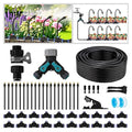 Drip Irrigation Kit - 100 FT. Hose Sprinkler System with 360° nozzles and T-connectors for Gardens lawns Plants Flower beds Trees patios and hydroponics (Closeable nozzle-20)