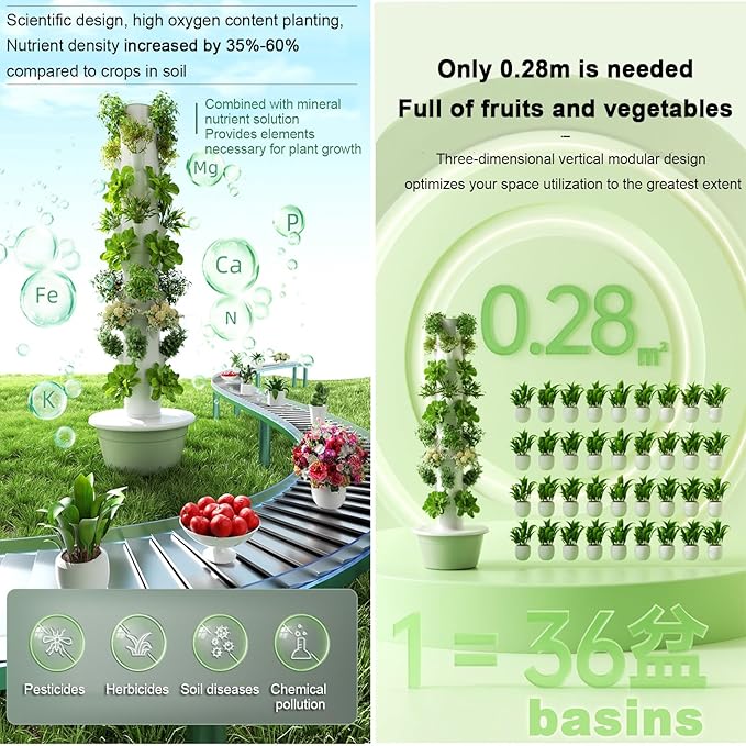 Vertical Hydroponic Grow Tower Aeroponic Tower for Fruits and VegetablesHydroponics Growing Kitsfor Your Home Gardening System5Layer-Withlight