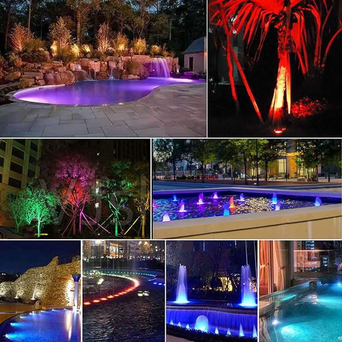 SHOYO Pond Lights Color Changing Spotlights with Timer Submersible Fountain Lights Memory Dim Adjustable IP68 Waterproof Underwater RGB for Outdoor Garden Yard Lawn Water Pond Fountain 4 in Set
