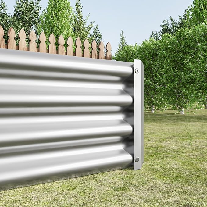 7.6x3.7x0.98FT Metal Raised Bed for Outdoor Flower Planters Vegetables Herb Galvanized Raised Garden Bed Kit Rectangular Large Metal Deep Root Planters with An Open Bottom (Silver with 8x4x1ft)