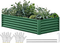 YITAHOME 6x3x1.5ft Large Raised Garden Bed Kit Galvanized Metal Planter Box with Gloves Ground Nails Support Rod Outdoor Above Ground Planters for Plants Vegetables Flowers Green