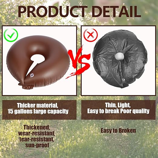TezhiIe 3 Pack 15 Gallon Tree Watering Ring Bag PVC Drip Irrigation Water Pouch Automatic Drip System Watering Donuts for Trees Deep Root &amp Low-Profile Slow Release Watering Bag
