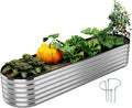 Large Raised Garden Bed Galvanized Metal Round Raised Garden Bed Outdoor for Gardening8x2x1FT for Vegetables Flowers Ground Planter Box