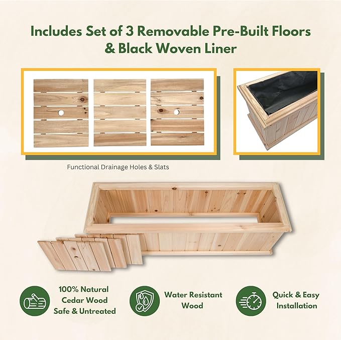 Shine Company Premium Cedar Raised Garden Bed Planter Box for Vegetables Flowers or Herbs 40 L x 12 D x 12 H