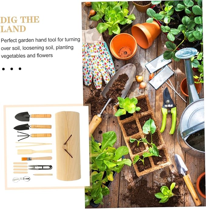 Mikikit 1set Mini Gardening Tool Set Ergonomic Garden Tools for Indoor and Outdoor Planting Weeding and Transplanting Compact and for Bonsai and Care