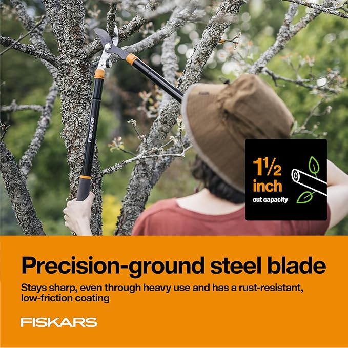 Fiskars Loppers for Tree Trimming Heavy Duty with Extendable Handle (24.5-37 Range) Sharp Bypass Steel Blade Tree Branch Cutter up to 1.5-Inch Diameter Cut Capacity