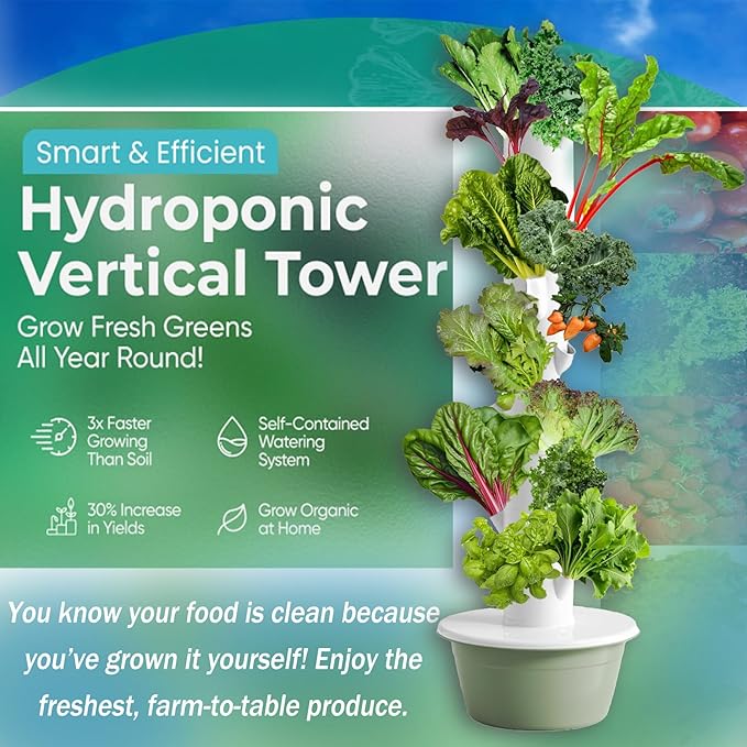 Hydroponics Growing System Tower with Hydrating Pump Outdoor Indoor Vertical Tower Smart Garden Kit for Fruits and Vegetables5Tier