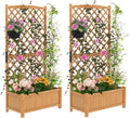 IRONMAX Planter Box with Trellis Fir Wood Vine Planter with Drainage Holes for Vegetables Flower Climbing Plants Outdoor Raised Garden Bed with Hanging for Yard Balcony (2 35.5 Lx17.5 Wx71 H)
