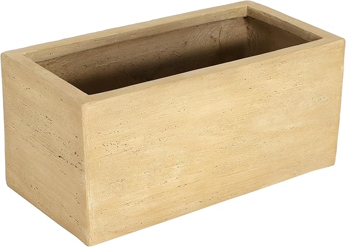 Handmade Rectangle Planter Box Travertine Beige