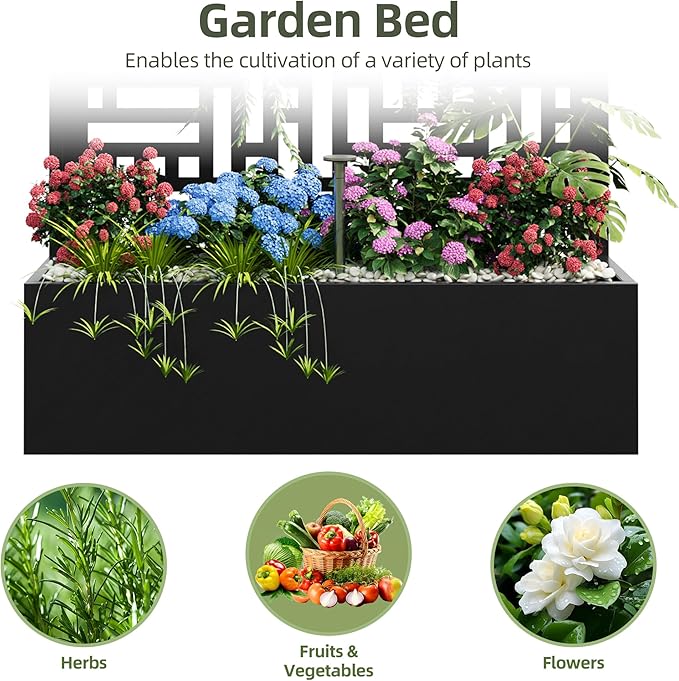 Metal Planter with Trellis Metal Raised Garden Bed 70 x 43.3 x 16 Planter Box with Trellis Privacy Screen Planter Box for Climbing Plants Flowers Vegetables Fruits (2)