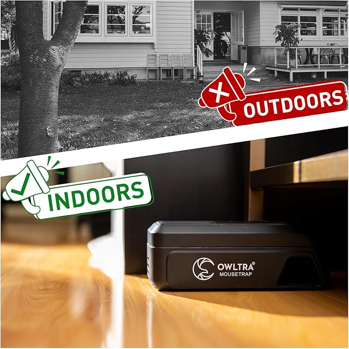 OWLTRA OW-2 Indoor Electric Mouse Trap 2 PCS Instant Kill Rodent Zapper with Pet Safe Trigger Black