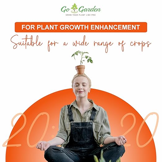 Go Garden NPK 20 20 20 Water Soluble Fertilizer for Plants Growth Fertilizer for Home Plants 100% Water Soluble 900 G