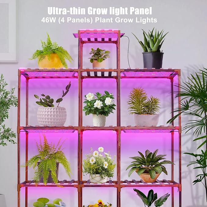 Grow Lights for Indoor Plants Full SpectrumPlant Lights with Auto Timer 3/6/12H Grow Light for Under Cabinet Plant 6 Dimmable Levels600LEDs Grow Lamp Panel Grow Lights for Seed Starting(4P)