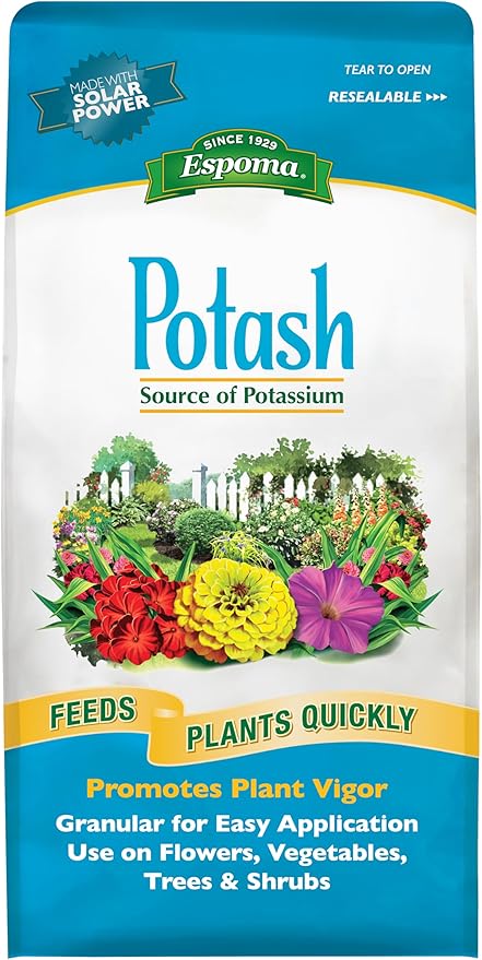 Espoma Potash 0-0-60 Potassium Fertilizer. Use for All Plants requiring Potash Supplement Including Trees Shrubs Vegetables and Flowers. Granular for Easy Application. 6 lb. Bag