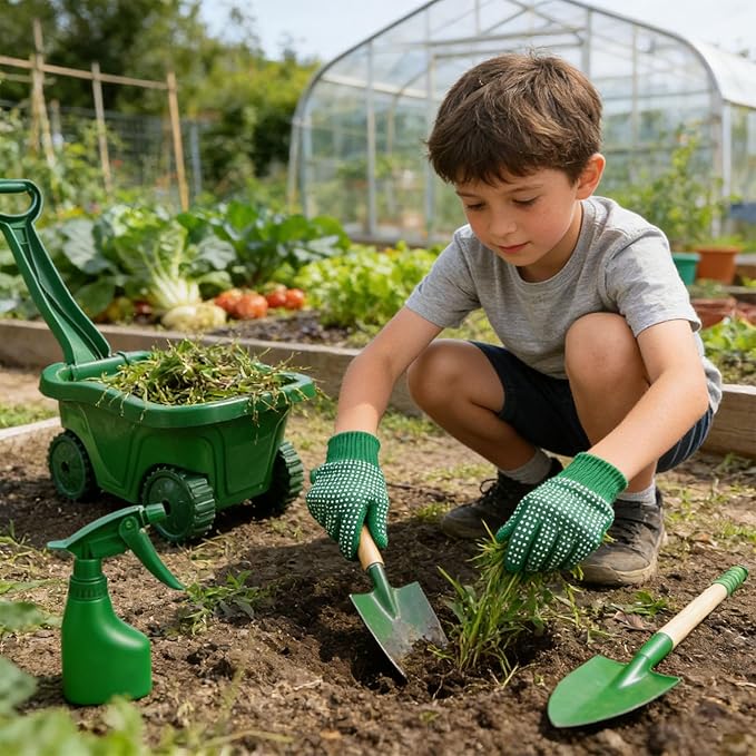 7 Divisions Fun Educational Tool Set for Juvenile Gardeners to Develop Responsibility Coordination and Nature Love ABS and Wood Tools