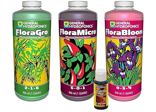 FloraGro FloraBloom FloraMicro Set + 1oz Floralicious Plus (Quarts)