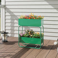 Raised Garden Bed with Legs - 2-Tier Elevated Garden Bed for Balcony Backyard Patio Outdoor &amp Indoor Metal Standing Garden Planter for Vegetables Flower(Green)