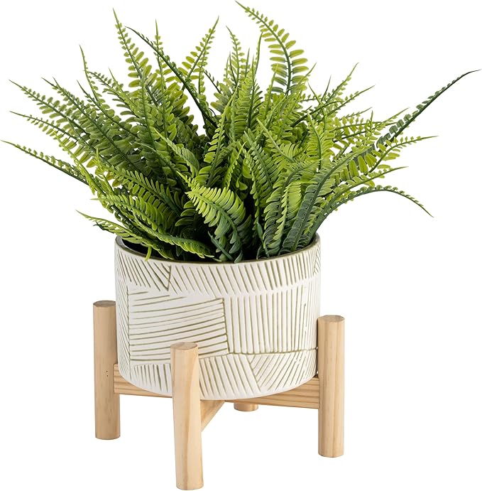 Generic 6 Planter W Wood Stand Green Mix