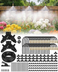 240FT Drip Irrigation System for Garden with 36 Nozzles –360° Adjustable Misting Nozzles Quick-Connect Design Ideal for Raised Beds Lawns Greenhouses &amp Outdoor Cooling