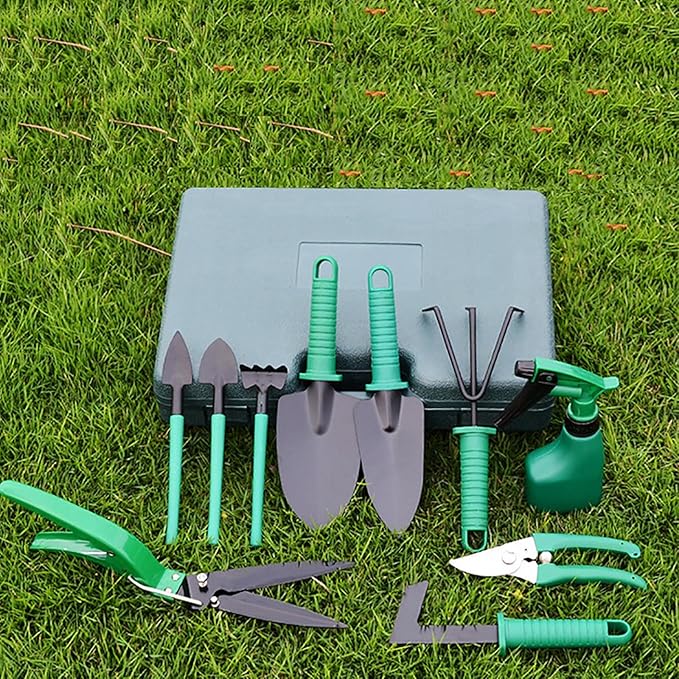 11 Pieces Garden Tools Set Heavy Duty Gardening Tools with Carrying Case Ergonomic Hand Tools Pruner Rake Shovel Trowel Sprayer Gifts for Men Women and Gardening Lovers