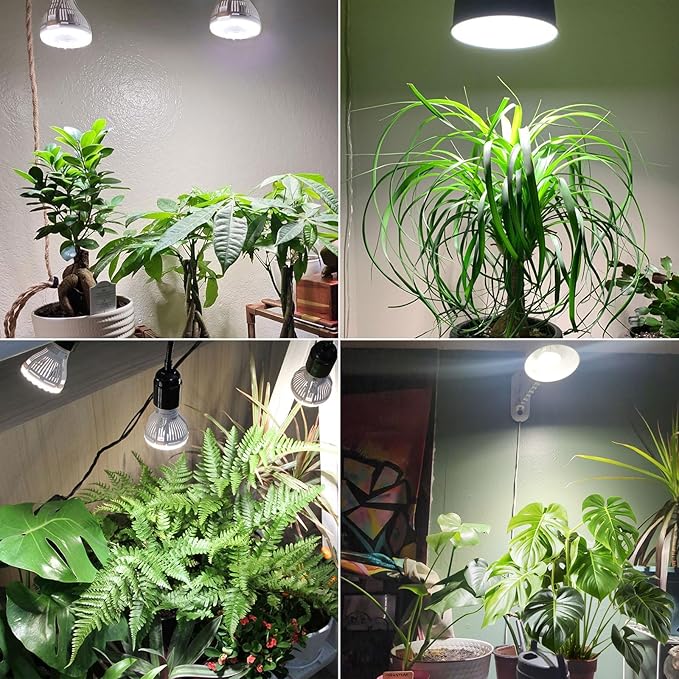 SANSI Puck Grow Light with Timer Auto On Off 4 8 12 Hrs 4-Level Dimmable Dimmable Grow Light Bulb 5W Full Spectrum with Remote Control Auto On Off Timing 4 8 12 Hrs