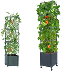 LINEX Raised Garden Bed Planter Box with Trellis 41.3” &amp 56.7'' Tomato Planters for Climbing Plants Tomatoes Cage