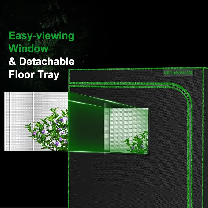 MELONFARM Small Grow Tent for Aerogarden30”x18”x36” Hydroponics Growing System Highly Reflective 600D Diamond Mylar Canvas with Ventilation window and Floor Tray for Hydroponic Indoor Plant Growing