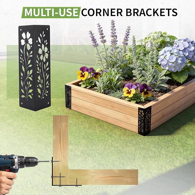 8-Pack Corner Brackets for Wood Heavy-Duty Metal Corner Brackets for Raised Garden Bed 11 x 3 x 3 Thickened Garden Bed Corner Brackets Rust Resistant Raised Garden Bed Corners with Screws