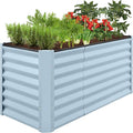 Best Choice Products 4x2x2ft Outdoor Metal Raised Garden Bed Deep Root Box Planter for Vegetables Flowers Herbs 119 Gallon Capacity 100% Non Toxic Materials - Mist Blue