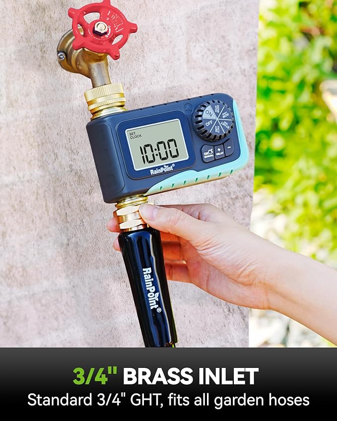 RAINPOINT Sprinkler Timer 100% Metal Pipe Water Timer for Garden Hose Programmable Hose Controller for Watering Sprinkler Controller with Manual Watering/Rain Delay for Outdoor Lawn &amp Garden (2