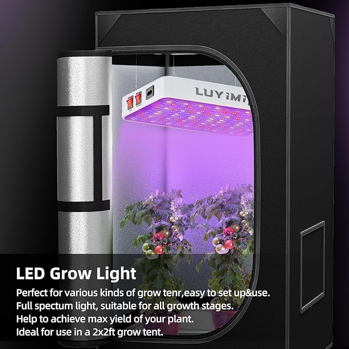 1500W LED Grow Light with High Yield Diodes UV-IR Included Full Spectrum LED Grow Lights Hanging Grow Lights for Indoor Plants Seedling Veg Flower in 2x2/3x3 Grow Tent(Actual Power 150W)