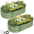 Galvanized Raised Garden Bed Outdoor- 2 Pcs Raised Beds for Gardening| Metal Planter Box Steel Raised Garden Bed Kit with Gloves for Vegetables Flower Herbs (4x2x1FT Green)