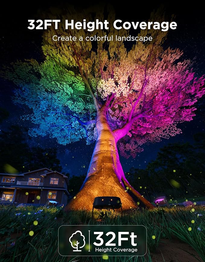 Govee Outdoor Tree Lights 3-Pack RGBWIC LED Landscape Lighting Outdoor Lights for Yard Garden Patio 66 Scene Modes for Holiday Party and Event App Control Google Assistant Matter