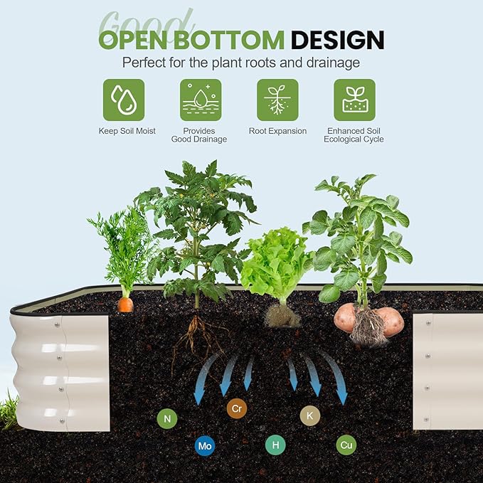 G GOOD GAIN 4-in-1 Adjustable Raised Garden Bed Kit | Galvanized Planter Boxes for Vegetables Flowers | 12 Tall Multiple Sizes (5x3x1ft 4x4x1ft 6x2x1ft 7x1x1ft) | Outdoor Metal Raised Bed White
