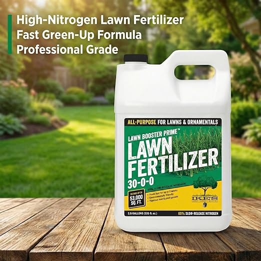 Ike's Lawn Booster Prime 30-0-0 Liquid Fertilizer - High-Nitrogen 60% Slow-Release 1 Gal