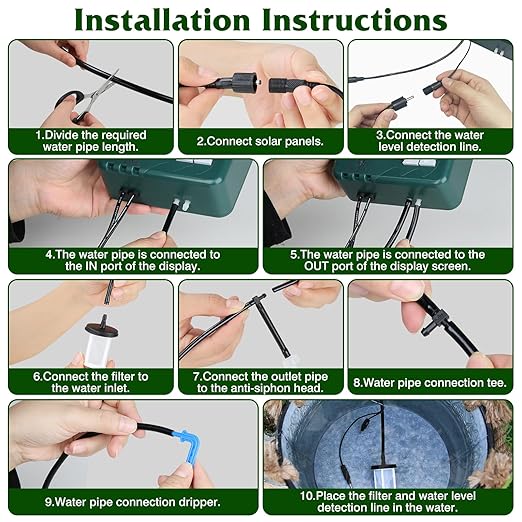 Solar Irrigation System Kit with Automatic Watering Computer Drip Irrigation for Garden Balcony Greenhouse Supports 15 Potted Plants 15 Meter Hose